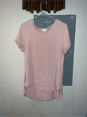 Women's Light Pink Short Sleeve Layered Tunic Top